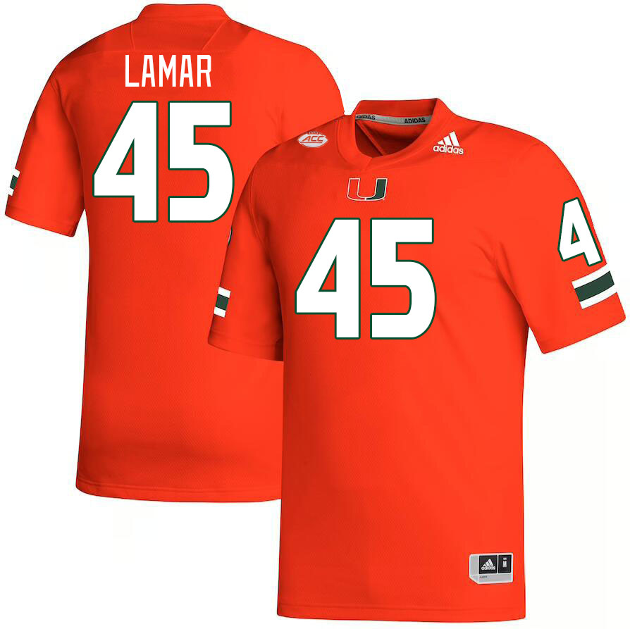 Men #45 Braylon Lamar Miami Hurricanes College Football Jerseys Stitched-Orange